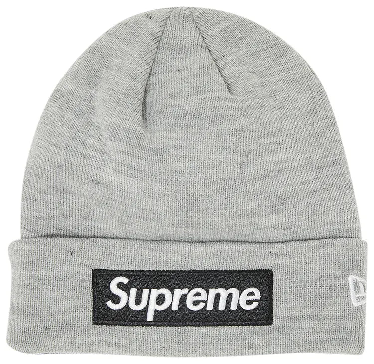 Supreme x New Era Box Logo Beanie 'Heather Grey'