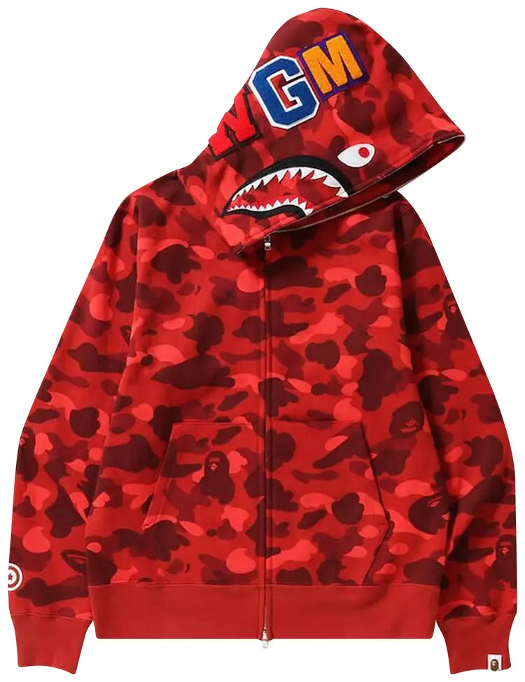 BAPE ABC Camo Shark Full Zip Hoodie 'Red'