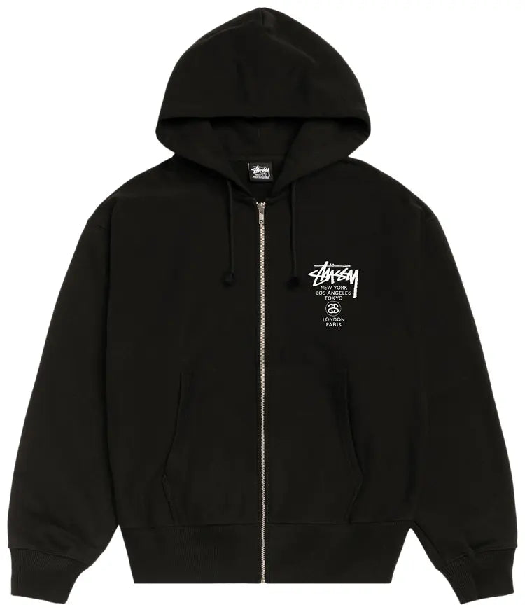 Stussy World Tour Zip Hoodie - Black