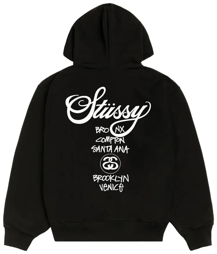 Stussy World Tour Zip Hoodie - Black
