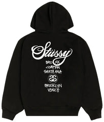 Stussy World Tour Zip Hoodie - Black