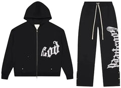 Godspeed OG Logo V2 Sweatsuit 'Black/Silver Satin'