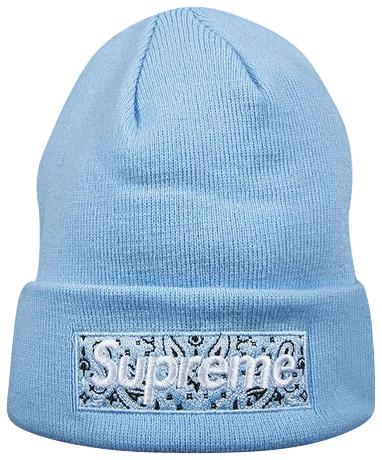 Supreme x New Era Bandana Box Logo Beanie 'Light Blue'