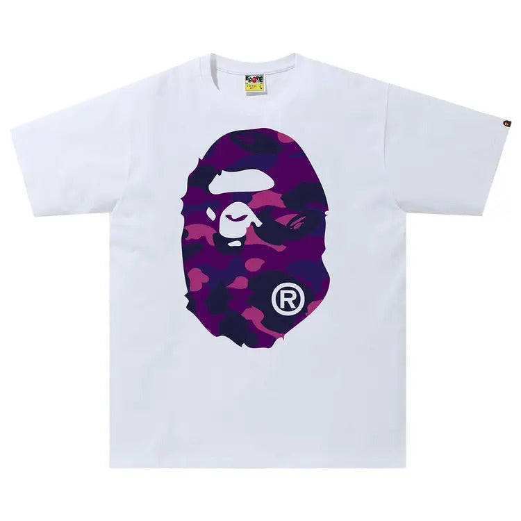 Bape ABC Purple/Black Camo Tee - White