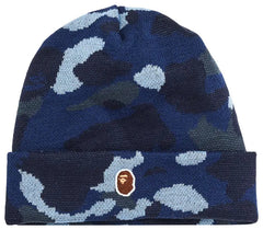 Bape Camo Knit Beanie - Blue