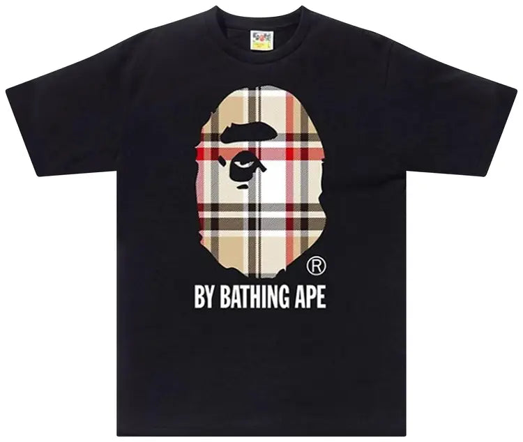 Bape Check Beige/Black Tee - Black