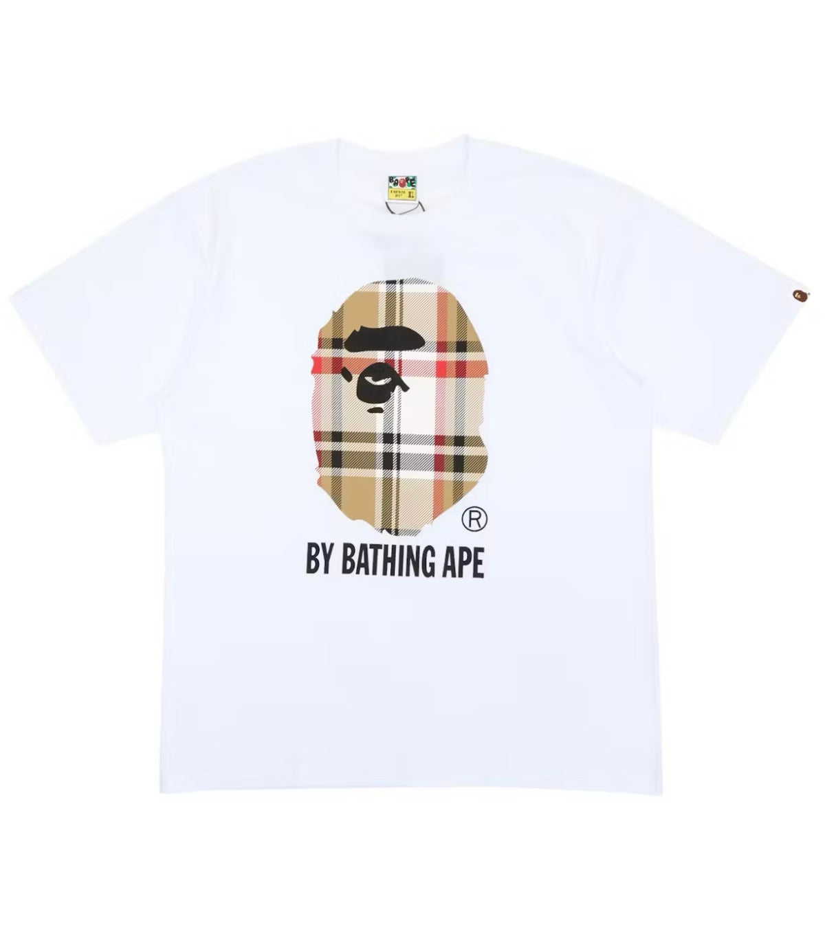 Bape Check Beige/Black Tee - White