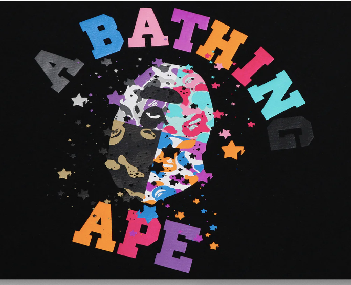 Bape Multi-Camo College Tee - Black