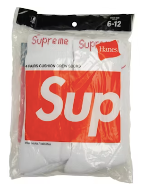Supreme Hanes Socks (4 Pack) White