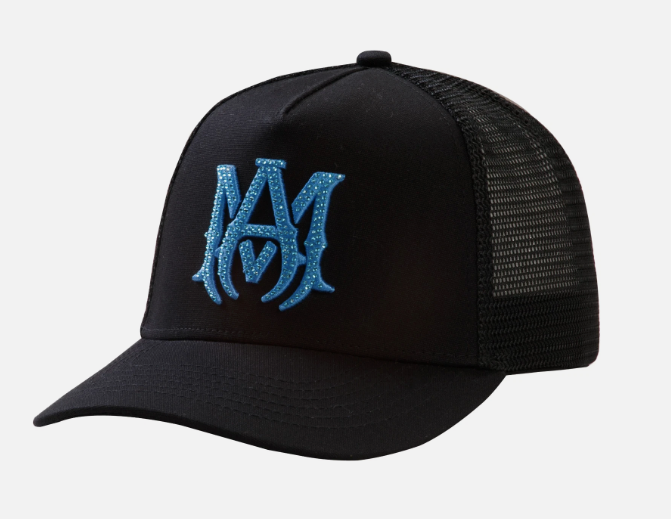 Amiri Men's Blue Crystals Black Trucker Hat