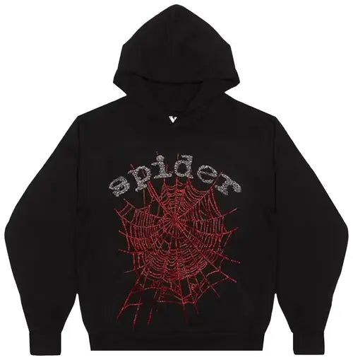Sp5der OG Rhinestone Hoodie 'Black'